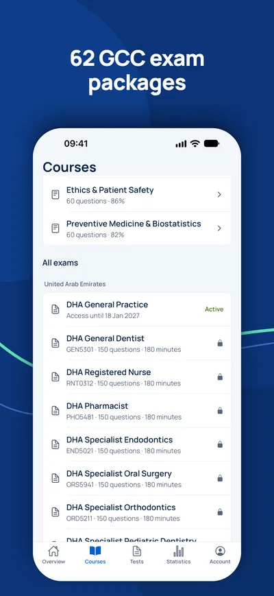 GCC Medical Exam Prep app: courses and GCC licensing exams such as DHA General Practice and DHA Registered Nurse